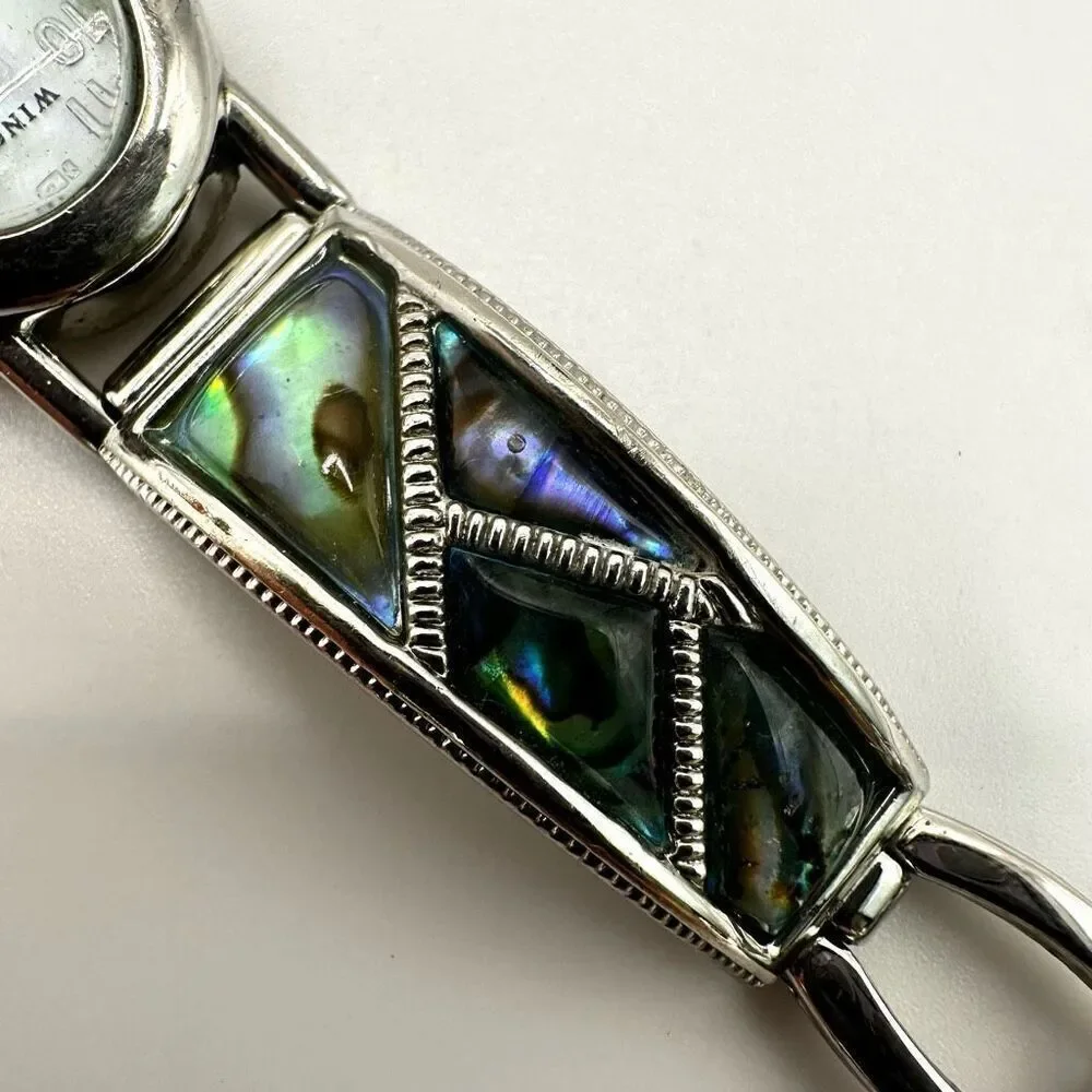 Wincci abalone silver tone watch